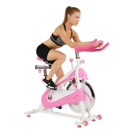 Image of Sunny Health & Fitness P8150 Pink Belt Drive Premium Indoor Cycling Bike