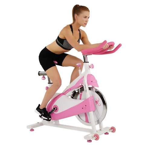 Image of Sunny Health & Fitness P8150 Pink Belt Drive Premium Indoor Cycling Bike