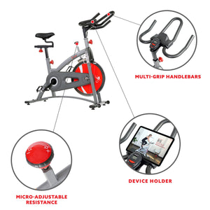 Sunny Health & Fitness 40lb Flywheel Belt Drive Indoor Cycle Bike w/ Clipped Pedals - SF-B1509