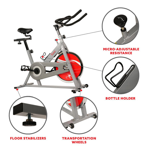 Image of Sunny Health & Fitness SF-B1001S Indoor Cycling Bike - Silver