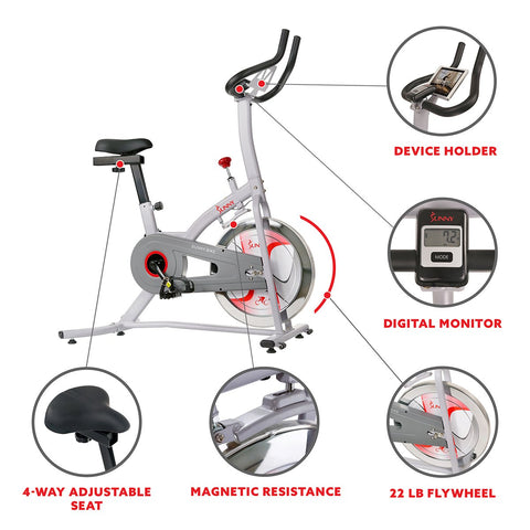 Image of Sunny Health & Fitness Indoor Cycling Bike with Magnetic Resistance