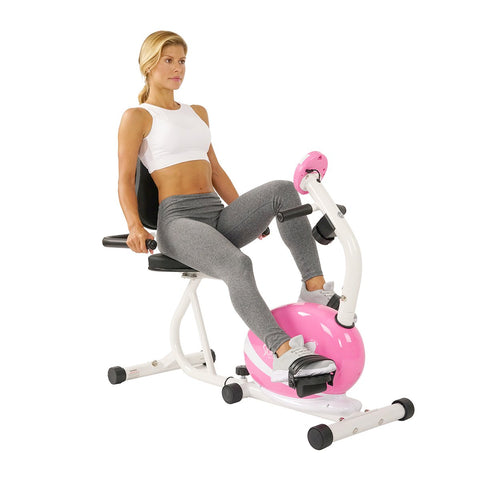 Image of Sunny Health & Fitness Pink Magnetic Recumbent Bike