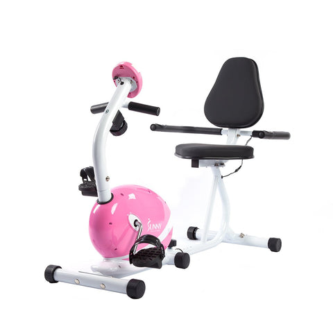 Image of Sunny Health & Fitness Pink Magnetic Recumbent Bike