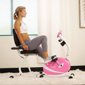 Sunny Health & Fitness Pink Magnetic Recumbent Bike